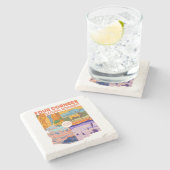 Dessous-de-verre En Pierre Quatre coins Monument national avec Parcs nationau (Côté)