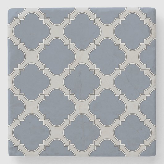 Dessous-de-verre En Pierre Quatrefoil gris bleu (Devant)