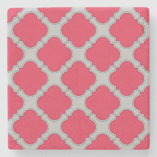 Dessous-de-verre En Pierre Quatrefoil rouge et gris
