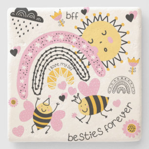 Dessous-de-verre En Pierre Queen Bees Best Friends Forever Cute
