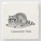 Dessous-de-verre En Pierre Raccoon masqué vintage (Devant)