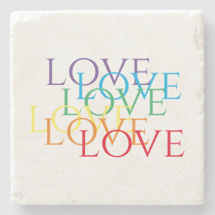 Dessous-de-verre En Pierre RAINBOW LOVE Marble Dessous de verre en pierre