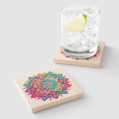 Dessous-de-verre En Pierre Rainbow Mandala (Côté)