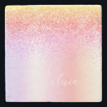 Dessous-de-verre En Pierre Rainbow Pastel Girly Parties scintillant Metal Nom<br><div class="desc">Rainbow Pastel Faux Foil Parties scintillant à étincelle métallique broyée Monogramme de métal Nom Carrelage en pierre. Cela rend la remise de diplômes parfaite,  doux 16 ans,  mariage,  douche nuptiale,  anniversaire,  baby shower ou cadeau de fête de bachelorette pour quelqu'un qui aime le luxe glam et les styles chic.</div>