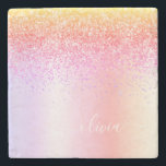 Dessous-de-verre En Pierre Rainbow Pastel Girly Parties scintillant Metal Nom<br><div class="desc">Rainbow Pastel Faux Foil Parties scintillant à étincelle métallique broyée Monogramme de métal Nom Carrelage en pierre. Cela rend la remise de diplômes parfaite,  doux 16 ans,  mariage,  douche nuptiale,  anniversaire,  baby shower ou cadeau de fête de bachelorette pour quelqu'un qui aime le luxe glam et les styles chic.</div>