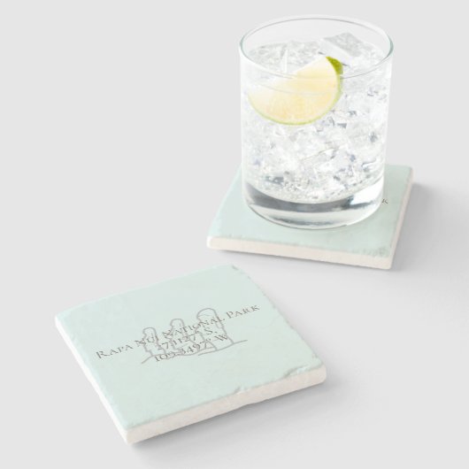 Dessous-de-verre En Pierre Rapa Nui Latitude & Longitude  (Côté)