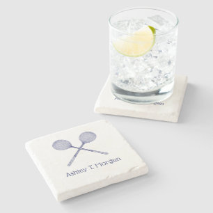 Dessous-de-verre En Pierre Raquettes de squash croisées bleues