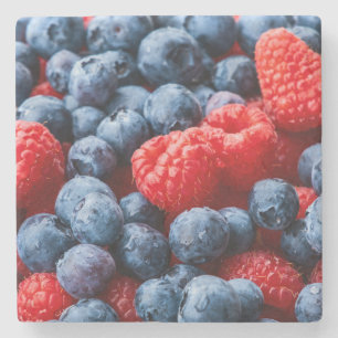 Dessous-de-verre En Pierre Raspberries et Blueberries
