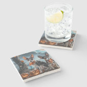 Dessous-de-verre En Pierre Rat Terrier Halloween Éffrayant (Côté)