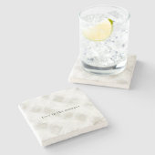 Dessous-de-verre En Pierre Rayures blanches crème chic (Côté)
