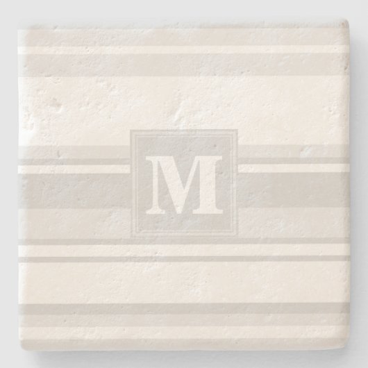 Dessous-de-verre En Pierre Rayures gris clair Monogram (Devant)