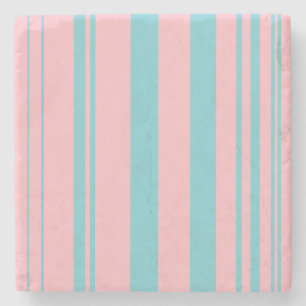 Dessous-de-verre En Pierre Rayures variées/Rose et bleu œuf de robin