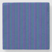 Dessous-de-verre En Pierre Rayures verticales bleu vert violet (Devant)