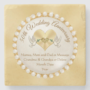 Dessous-de-verre En Pierre Real Stone Dessous de verre personnalisés du 50e a