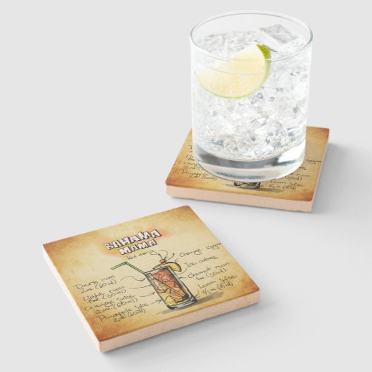 Dessous-de-verre En Pierre Recette Drink Bahama Mama Bartender (Côté)