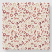 Dessous-de-verre En Pierre Red Cream Leopard Animal Print (Devant)