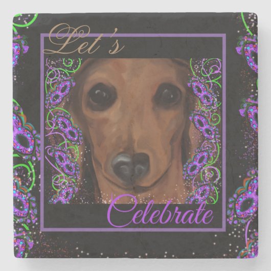 Dessous-de-verre En Pierre Red Dachshund (Devant)