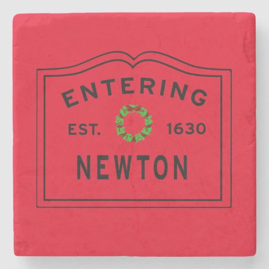 Dessous-de-verre En Pierre Red de Noël, Entrée Newton, MA Holiday (Devant)