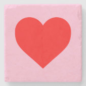 Dessous-de-verre En Pierre Red Heart Beat Pastel Rose (Devant)