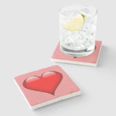 Dessous-de-verre En Pierre Red Heart Love (Côté)