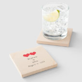 Dessous-de-verre En Pierre Red Hearts mignon Couple Mariage Valentines Day 20 (Côté)