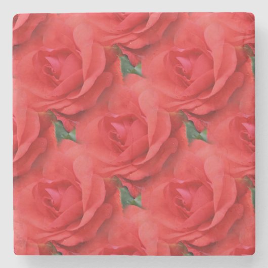 Dessous-de-verre En Pierre Red Roses Nature Motif (Devant)