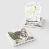 Dessous-de-verre En Pierre Regard fixe de chaton (Côté)