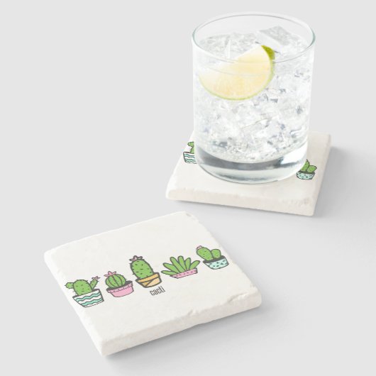 Dessous-de-verre En Pierre regroupement de cactus (Côté)