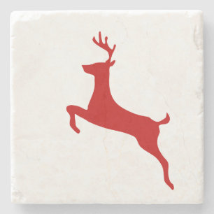 Dessous-de-verre En Pierre Reindeder Jump Noël Rouge Silhouette Souris