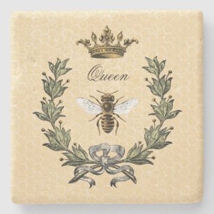Dessous-de-verre En Pierre Reine des abeilles vintage et couronne