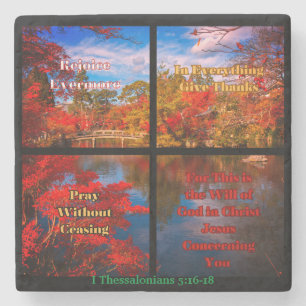 Dessous-de-verre En Pierre Réjouis, Prie, Remercie