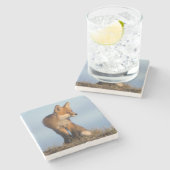 Dessous-de-verre En Pierre renard rouge, Vulpes vulpes (Côté)