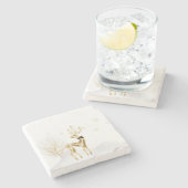 Dessous-de-verre En Pierre Renne d'or, scène d'hiver (Côté)