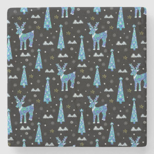 Dessous-de-verre En Pierre Rennes, flocons de neige, motif de Noël