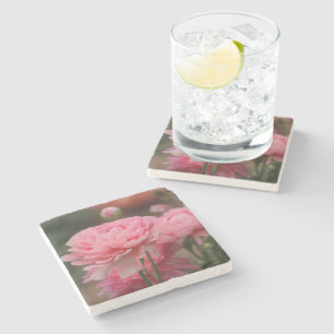 Dessous-de-verre En Pierre Renoncule rose paon en gros plan
