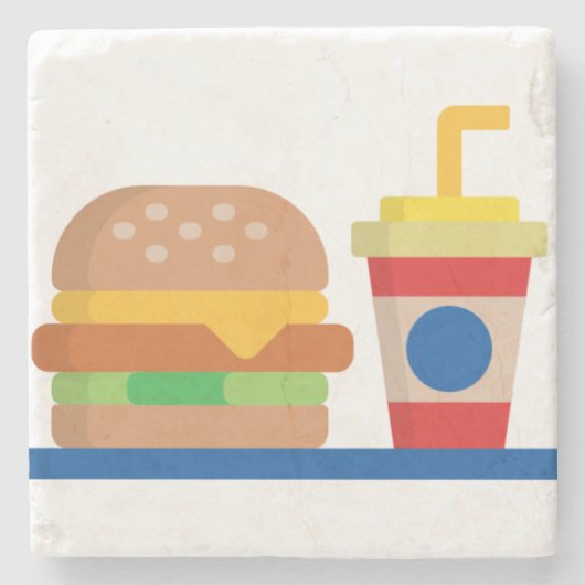 Dessous-de-verre En Pierre Repas Burger (Devant)