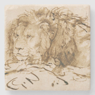 Dessous-de-verre En Pierre Repos de lion (à l'encre sur le papier)