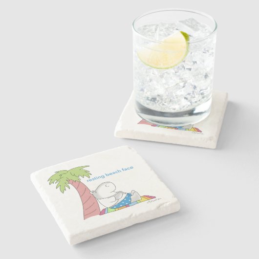 Dessous-de-verre En Pierre REPOS PLAGE FACE Bouton ventre Hippo Boynton (Côté)