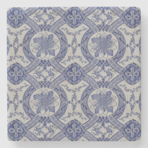 Dessous-de-verre En Pierre Repro Portugais bleu géométrique Azulejos Floral 