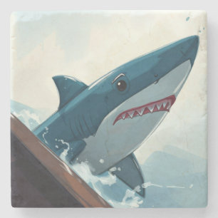 Dessous-de-verre En Pierre Requin près du bateau