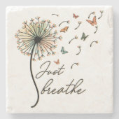 Dessous-de-verre En Pierre Respire le Dandelion avec des papillons (Devant)