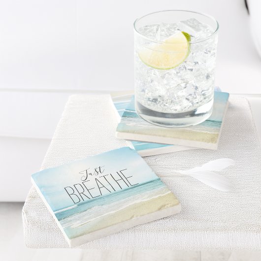 Dessous-de-verre En Pierre Respirez simplement à la plage