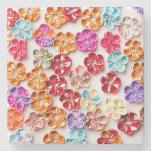 Dessous-de-verre En Pierre Ressort tissu cousu artisanal Fleurs Multicolor