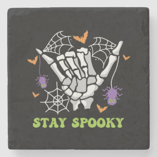 Dessous-de-verre En Pierre Restez Éffrayant Halloween Squelette main