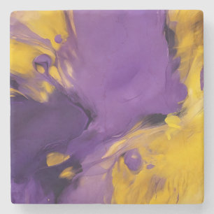 Dessous-de-verre En Pierre Résumé abstrait violet et or