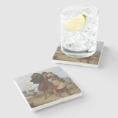 Dessous-de-verre En Pierre Retour du pêcheur (par Rudolf Jordan) (Côté)