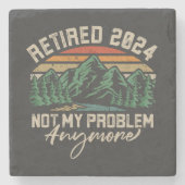 Dessous-de-verre En Pierre Retraité 2024 Pas mon problème Plus Retraite (Devant)