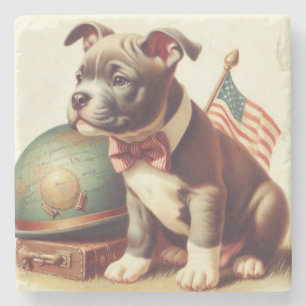 Dessous-de-verre En Pierre Retro American Pit Bull Terrier Peinture