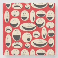 Retro Cartoon Façades Motif Marbre Dessous de verr