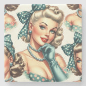 Dessous-de-verre En Pierre Retro Cute Classic Pinup (Devant)